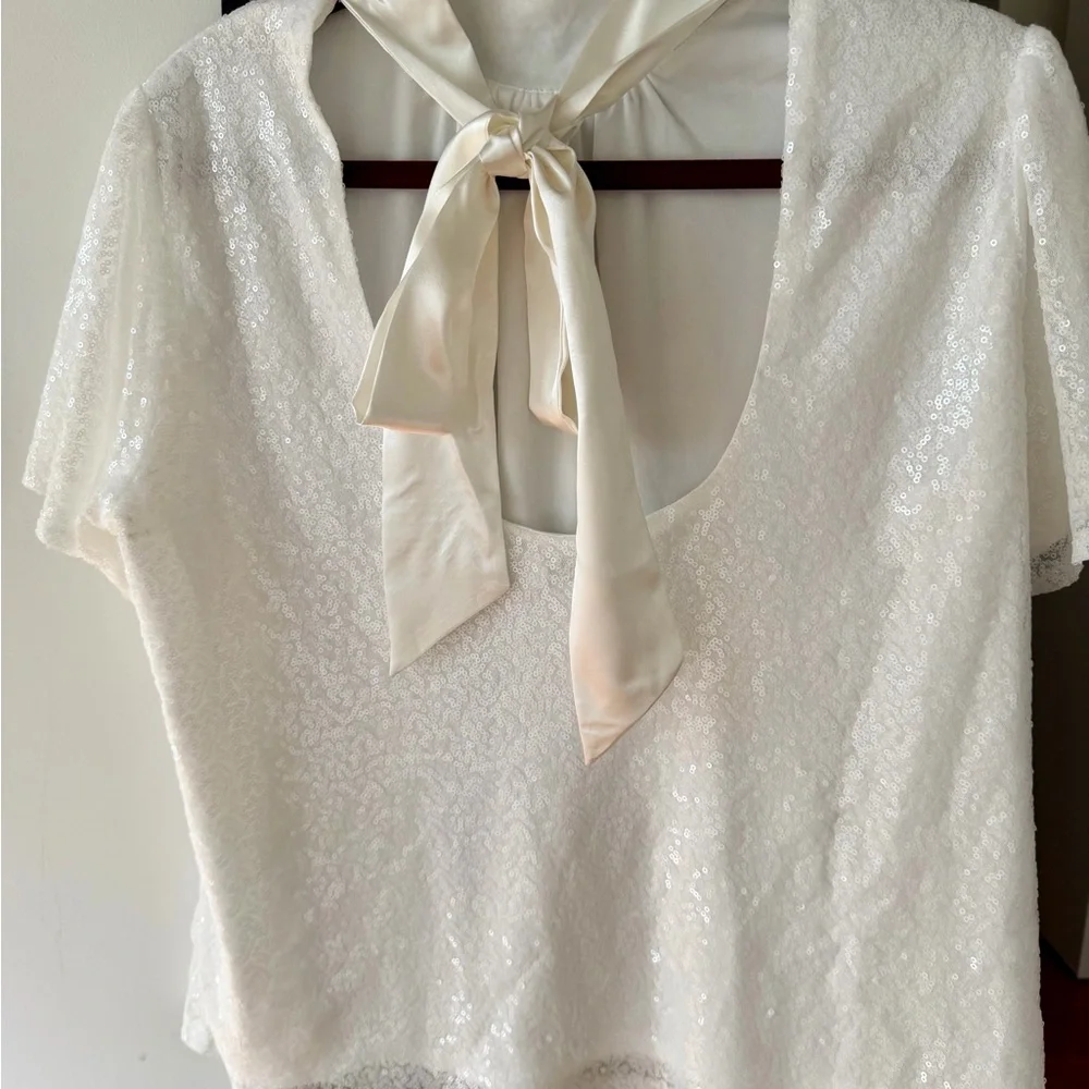 New York & Company Snow White Sequin  Blouse - Picture 3 of 5